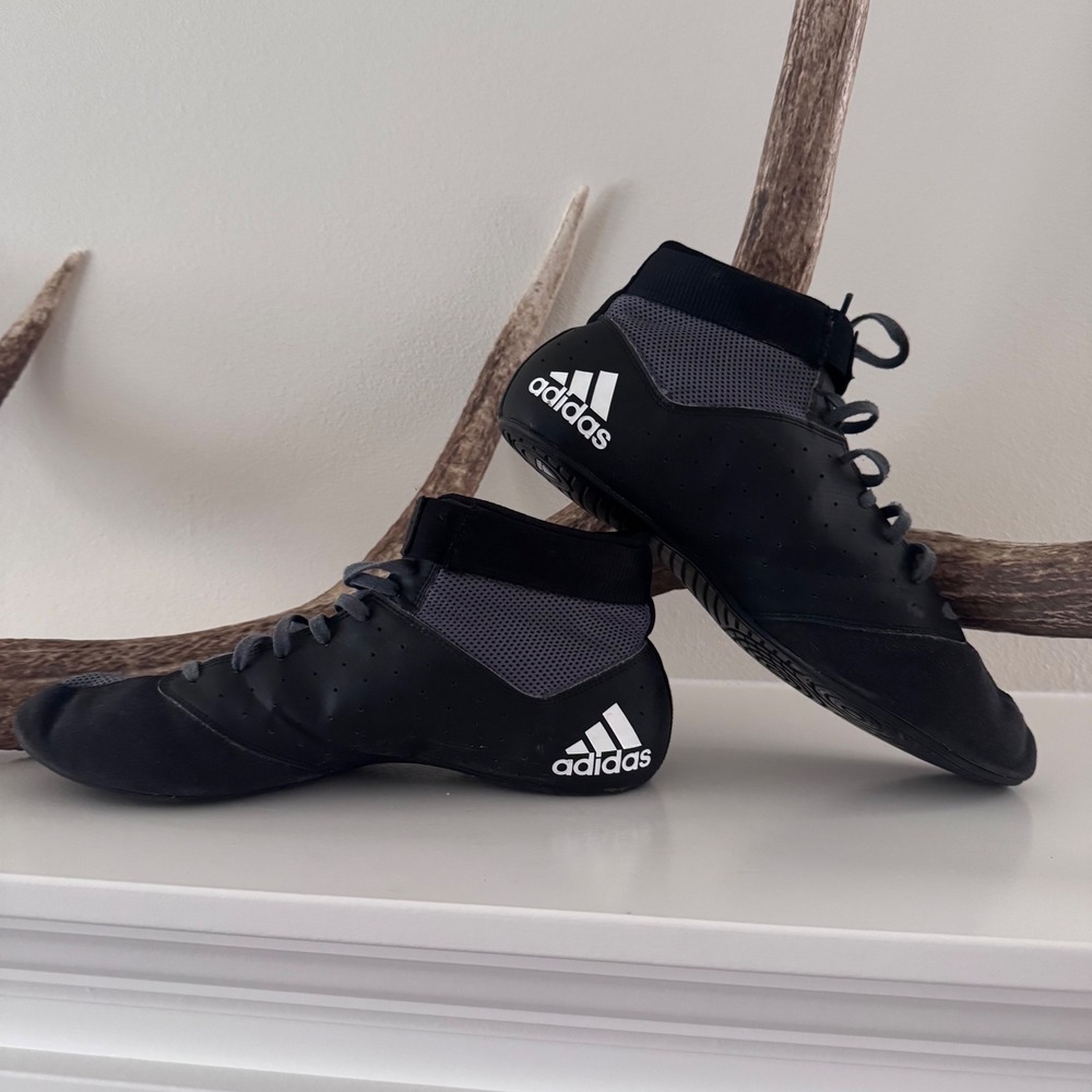 Adidas Mat Wizard 5 Wrestling Shoes Black Carbon White FZ5391 Mens 11.5 - Picture 2 of 7